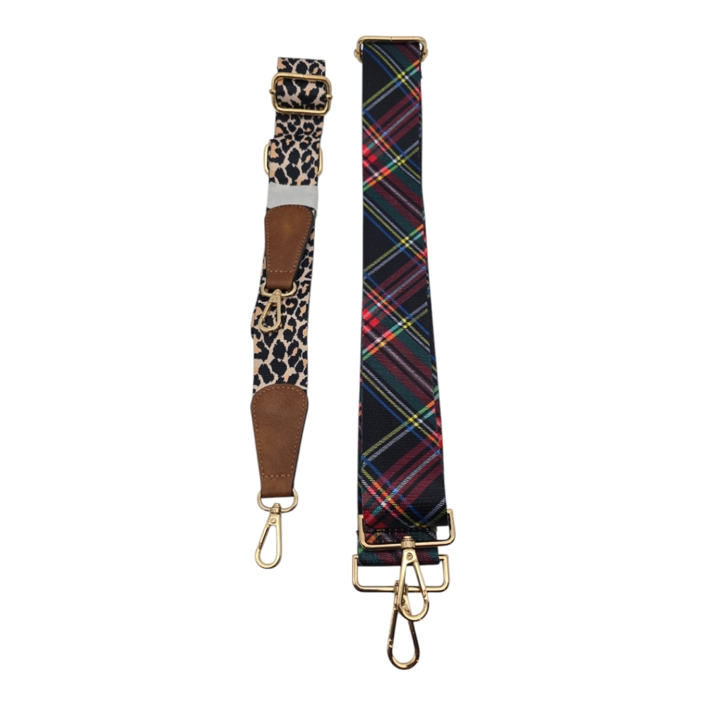 Purse & Bag Strap Bundle (2) New Animal Print & Larger Tartan Strap Adjustable
